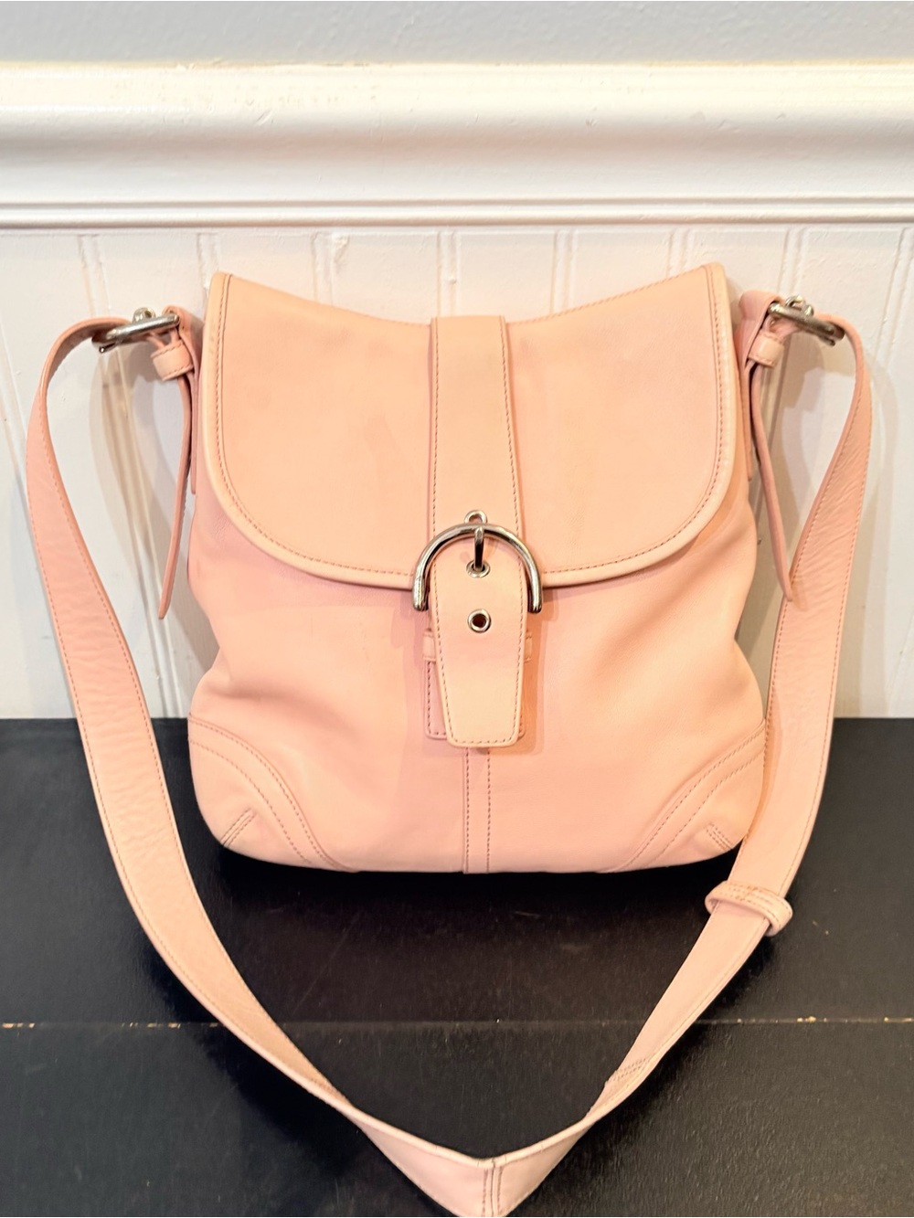Coach Blush Pink Leather Bucket Shoulder Bag - Picture 1 of 8